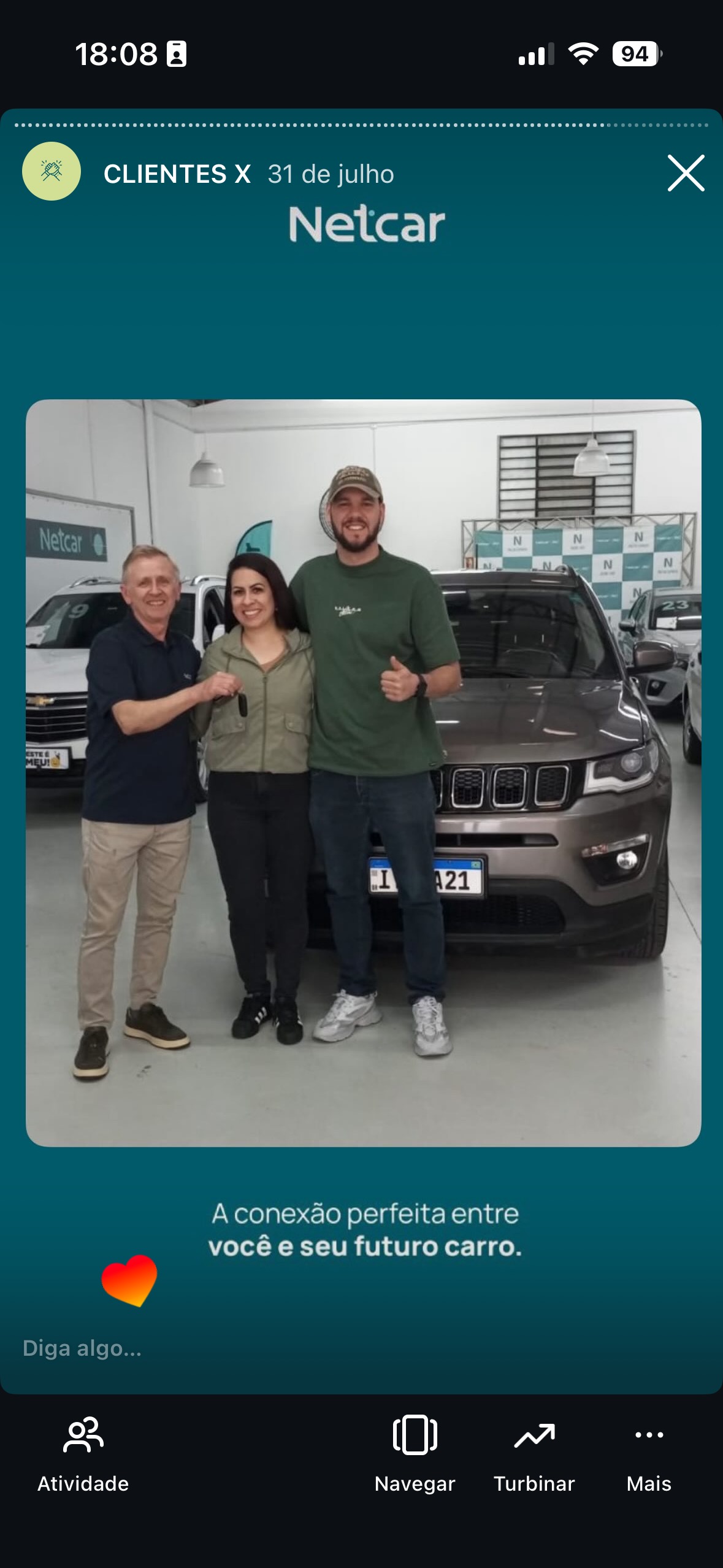 Entrega de carro na Netcar em Esteio — Registro de entrega em 22/08/2025