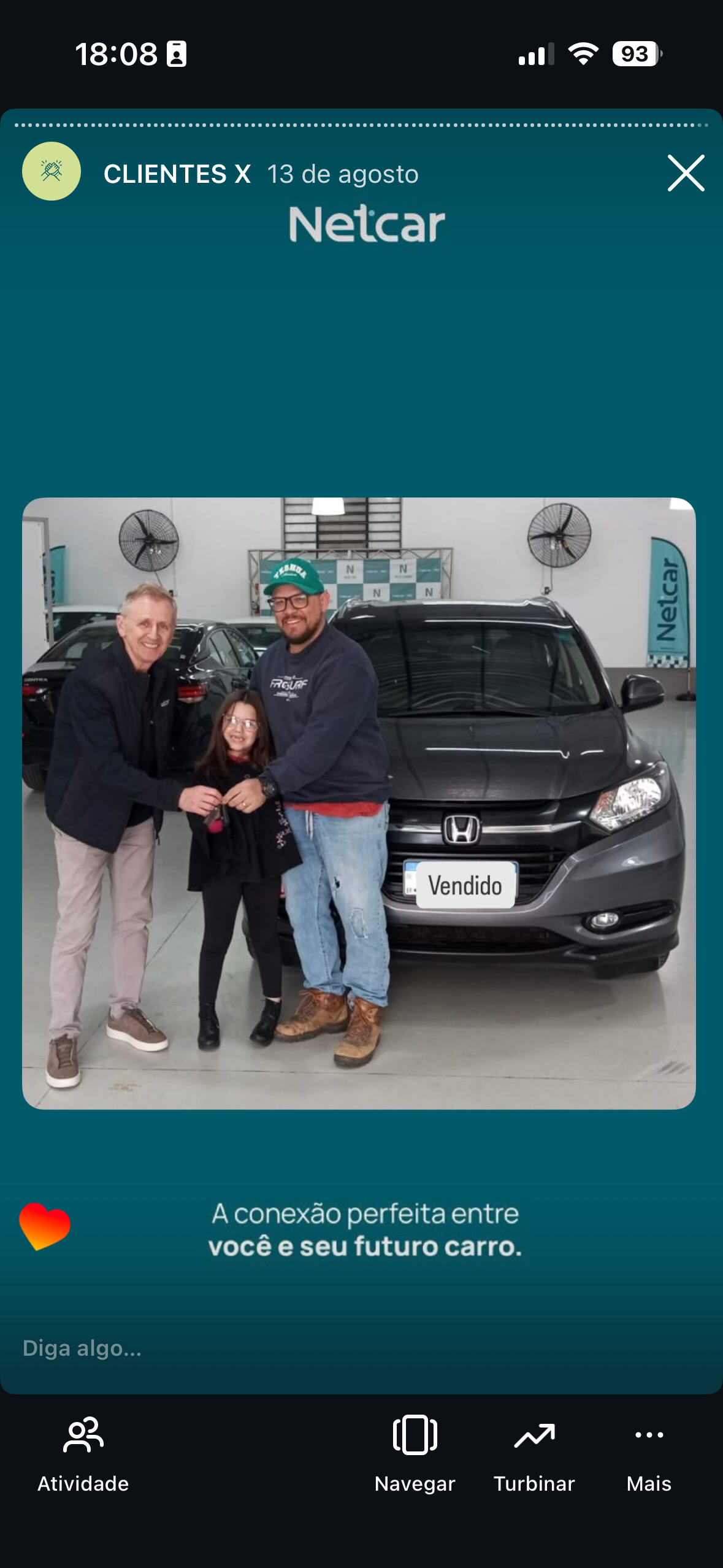 Entrega de carro na Netcar em Esteio — Registro de entrega em 21/08/2025